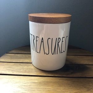 New. Rae Dunn TREASURES cute ceramic canister jar